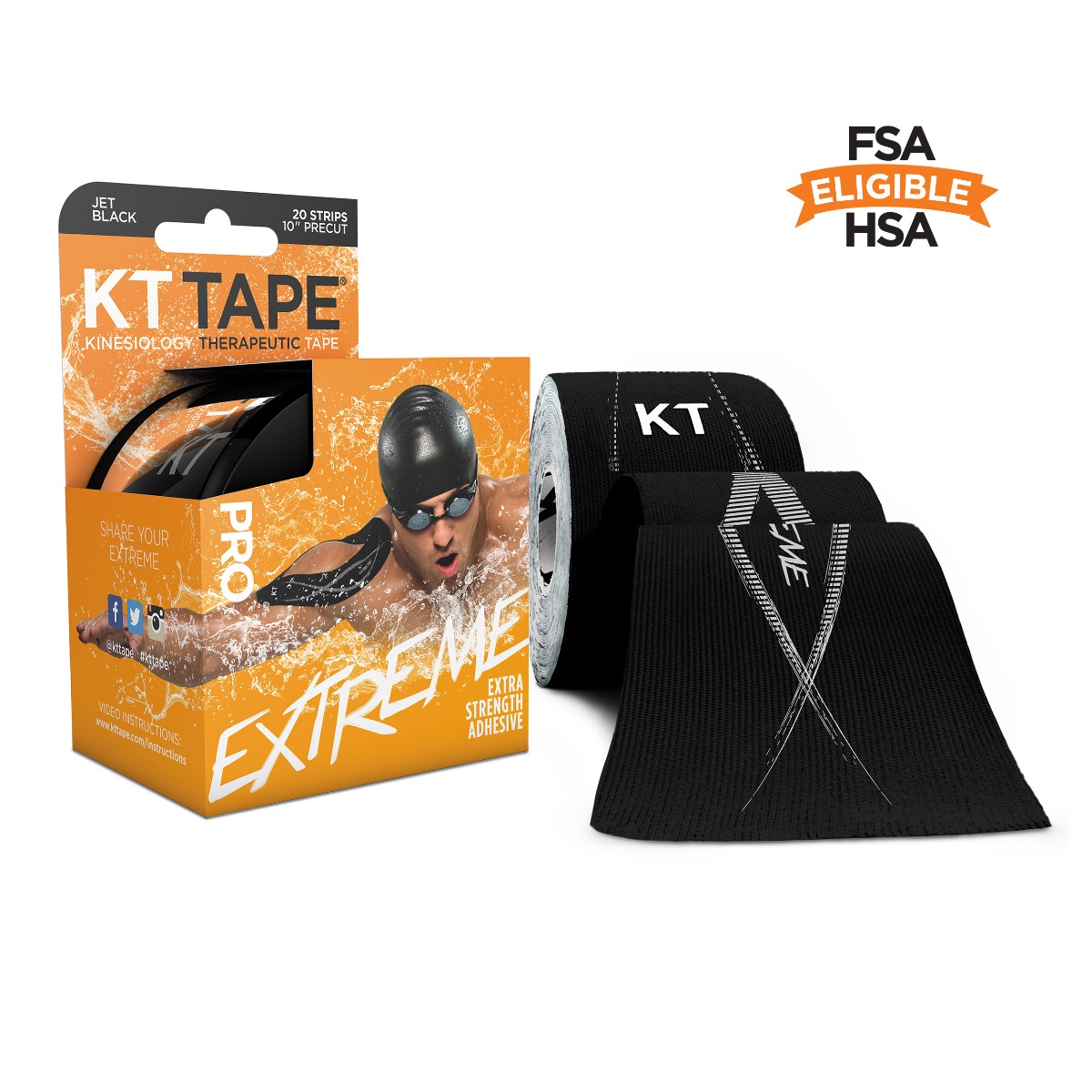 KT Kinesio Tape Pro Extreme Jet Black 20 Strips